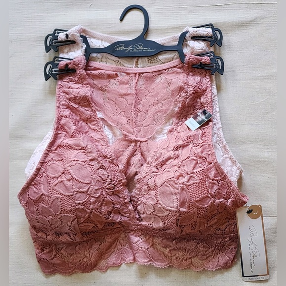 Marilyn Monroe Other - Marilyn Monroe 2pc Stretch Lace Racerback Deep “v” Removable Pads Bralettes szL